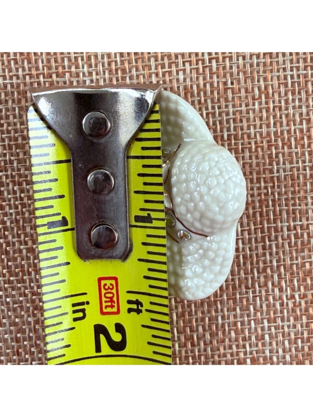 Vintage Lenox Porcelain Hat Brooch Ivory Sun Bonnet Rhinestone Bow Pin Cottage - Picture 7 of 9